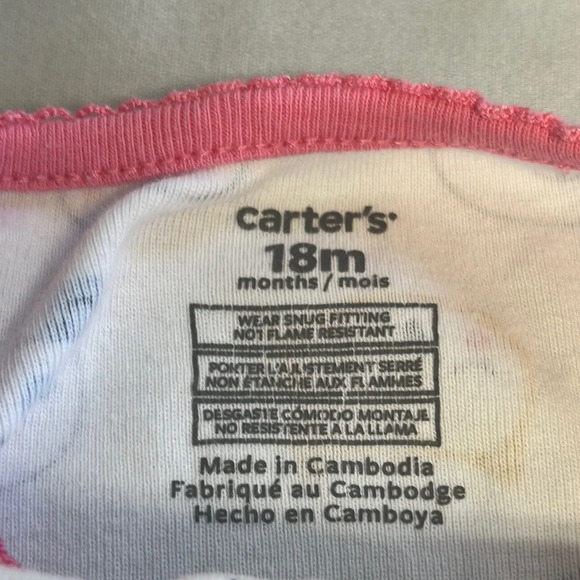 Carter's - Pink and White Footies with Animal Print - Picture 2 of 4